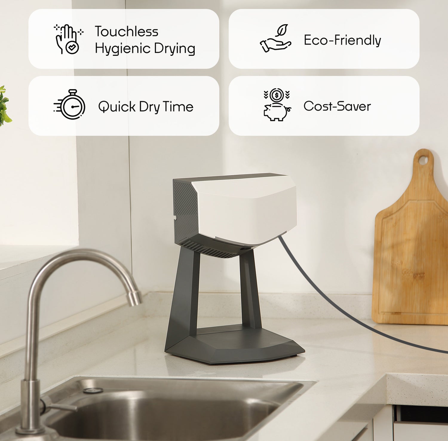 Hand Dryer with Accessory Stand & HEPA Filter for Commercial/Residential (Home) Use - Compact, Portable, UL/ETL Listed