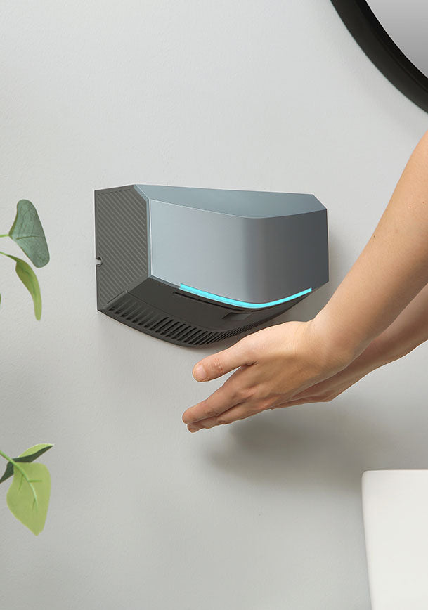 air drying hands with the HD350 hand dryer