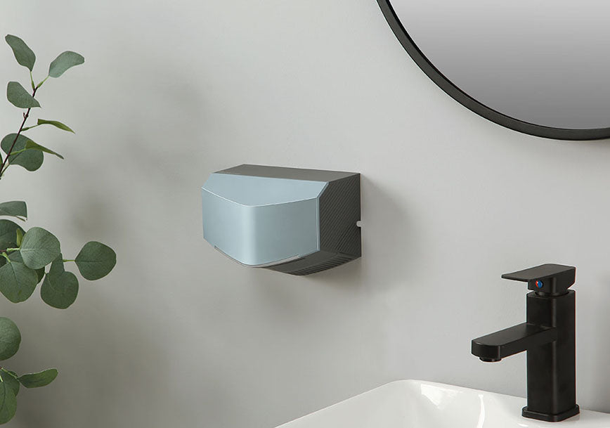 blue bathroom hand dryer