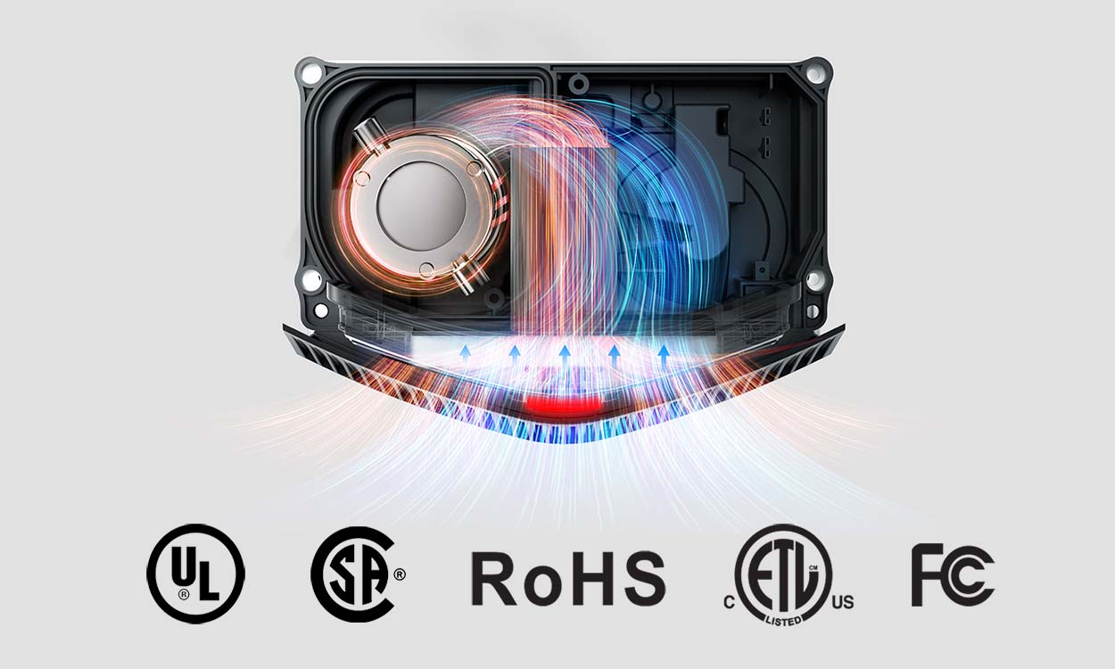 the revsquared hand dryer is certified by the UL, CSA, RoHS,ETL, FCC organizations making it reliable for commercial and residential use