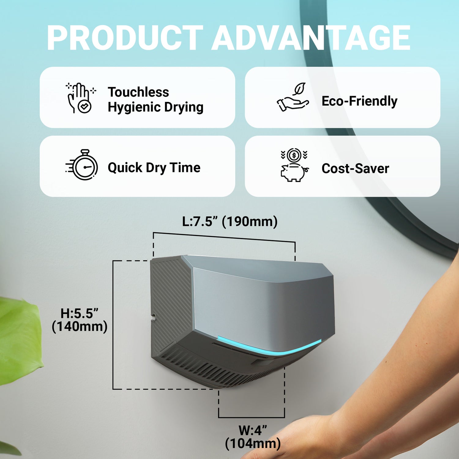 Hand Dryer for Home and Commercial Bathrooms - Compact Electric Hand Dryer | Air Blade | Portable | UL Certified