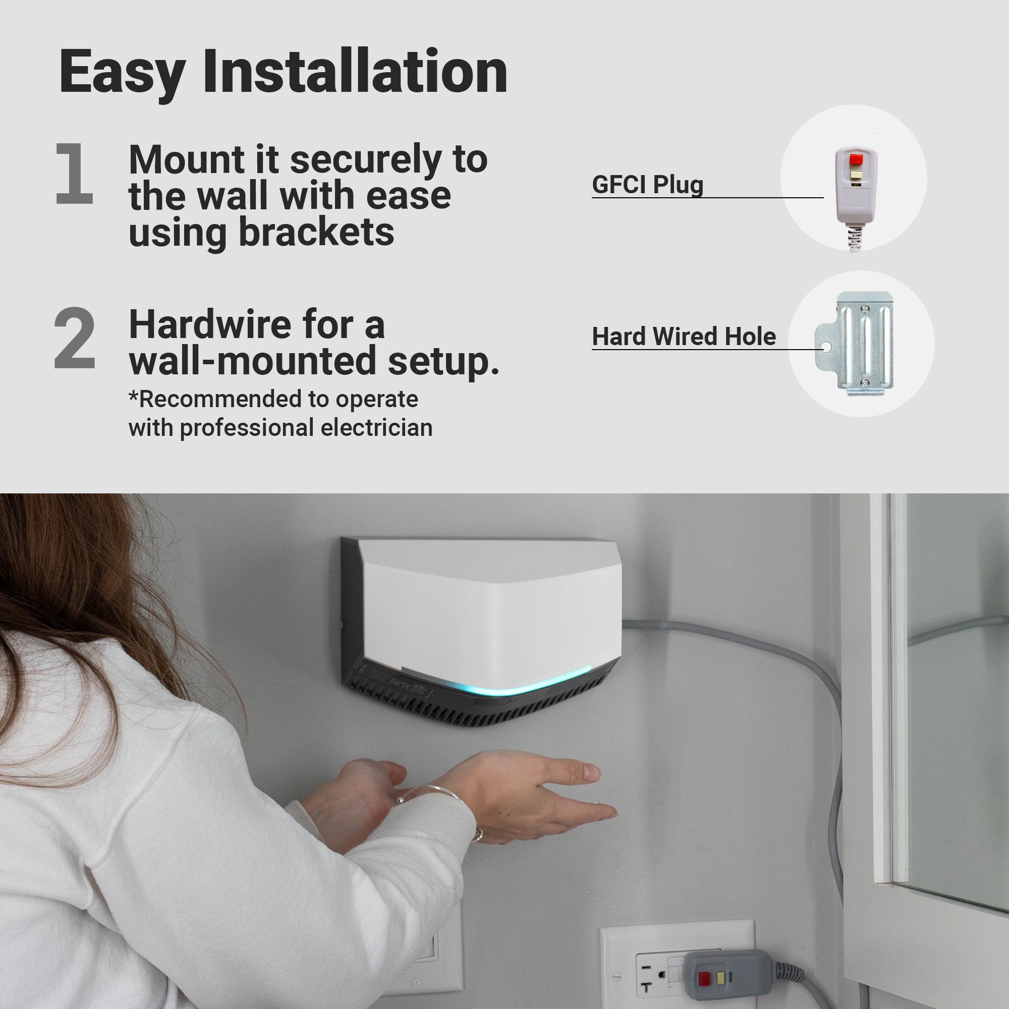 Hand Dryer for Home and Commercial Bathrooms - Compact Electric Hand Dryer | Air Blade | Portable | UL Certified