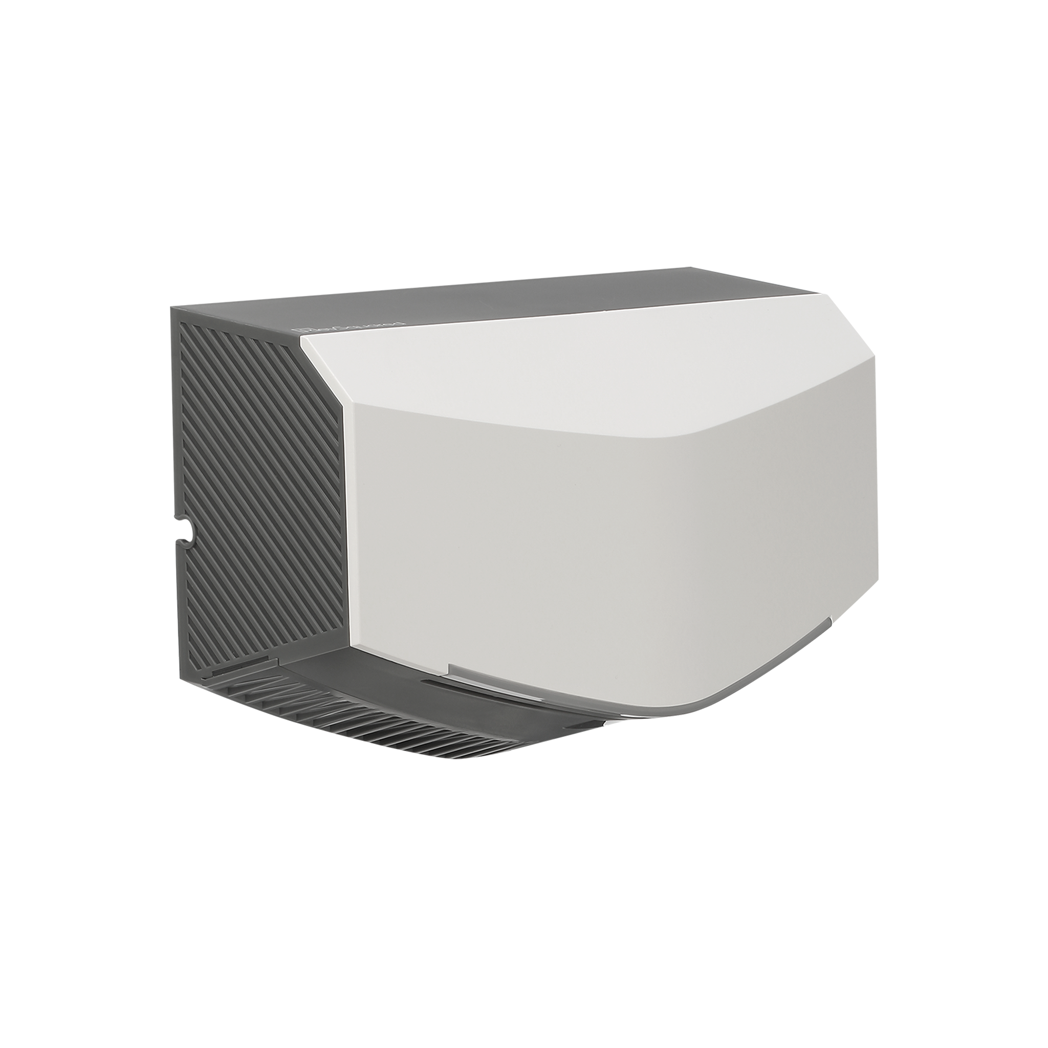 Side view of a white RevSquared HD350 compact hand dryer for commercial and residential spaces